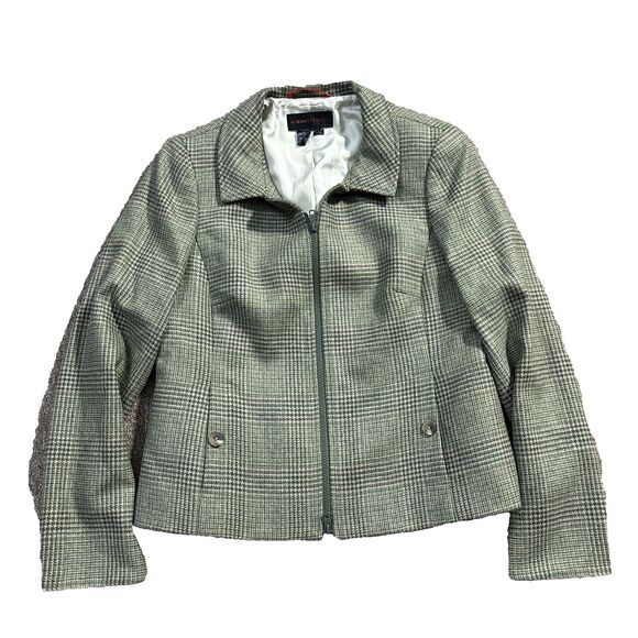 Nina Mclemore 100% Lambs Wool Plaid Women Blazer, Jacket 100% Silk Lining sz 6 - Picture 1 of 10